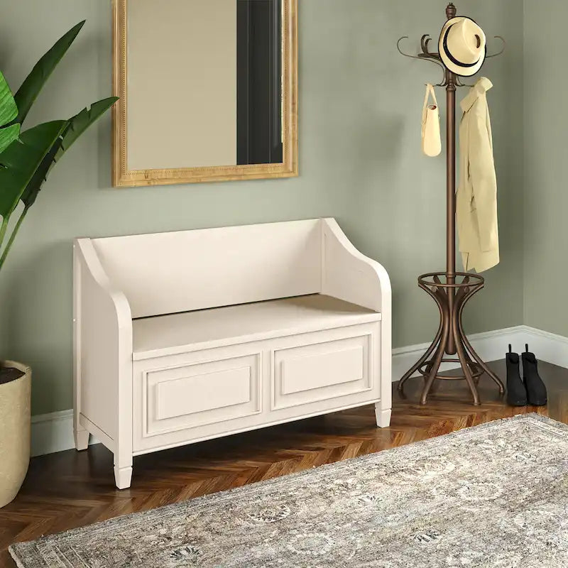 WYNDENHALL Hampshire Banc de rangement traditionnel en bois massif de 42 pouces de large pour entrée - 42 L x 18 P x 29,5 H