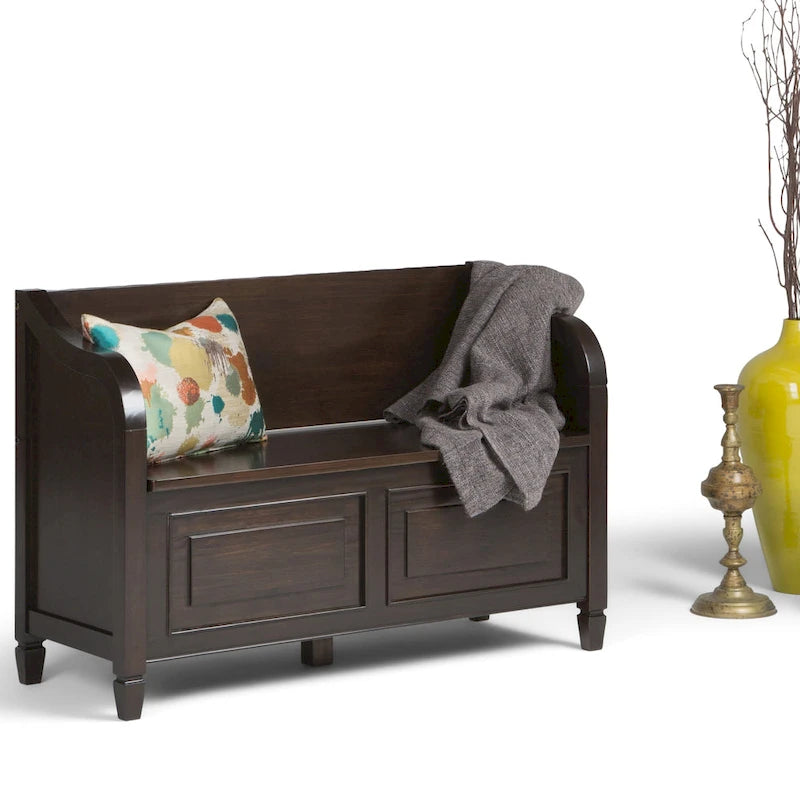 WYNDENHALL Hampshire Banc de rangement traditionnel en bois massif de 42 pouces de large pour entrée - 42 L x 18 P x 29,5 H