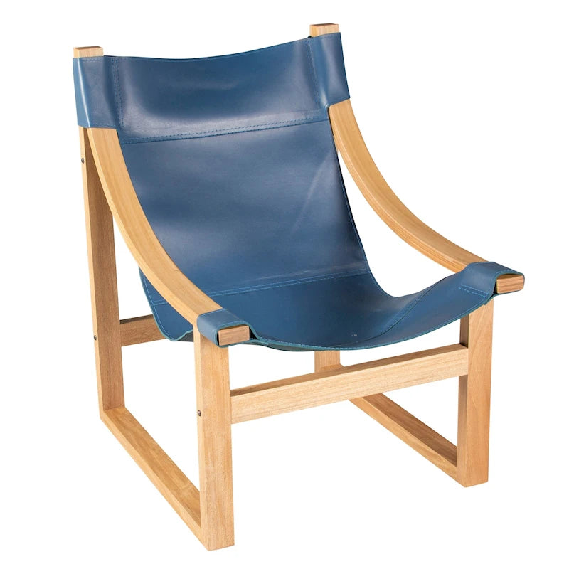 Fauteuil d'appoint Steve Silver Logan en cuir pleine fleur et bois massif à sangles