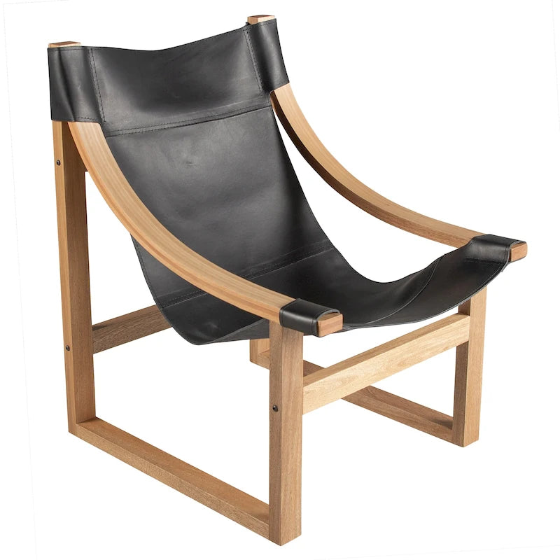 Fauteuil d'appoint Steve Silver Logan en cuir pleine fleur et bois massif à sangles