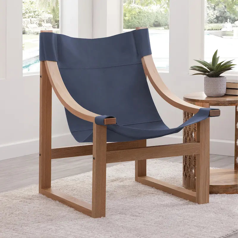 Fauteuil d'appoint Steve Silver Logan en cuir pleine fleur et bois massif à sangles
