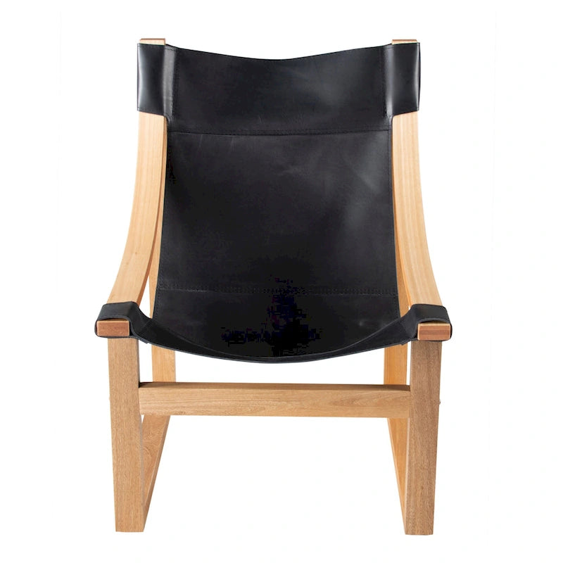 Fauteuil d'appoint Steve Silver Logan en cuir pleine fleur et bois massif à sangles