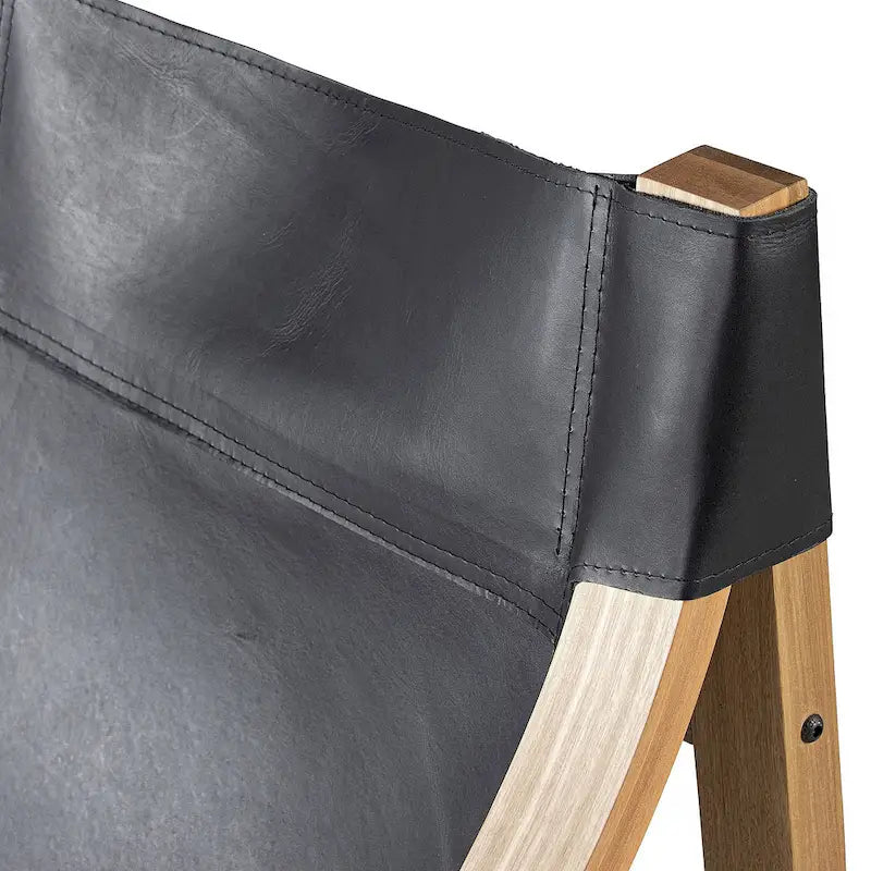 Fauteuil d'appoint Steve Silver Logan en cuir pleine fleur et bois massif à sangles