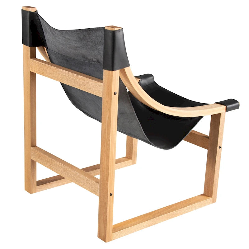 Fauteuil d'appoint Steve Silver Logan en cuir pleine fleur et bois massif à sangles