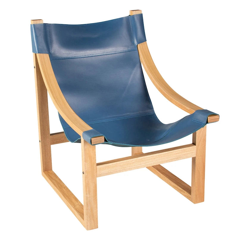 Fauteuil d'appoint Steve Silver Logan en cuir pleine fleur et bois massif à sangles