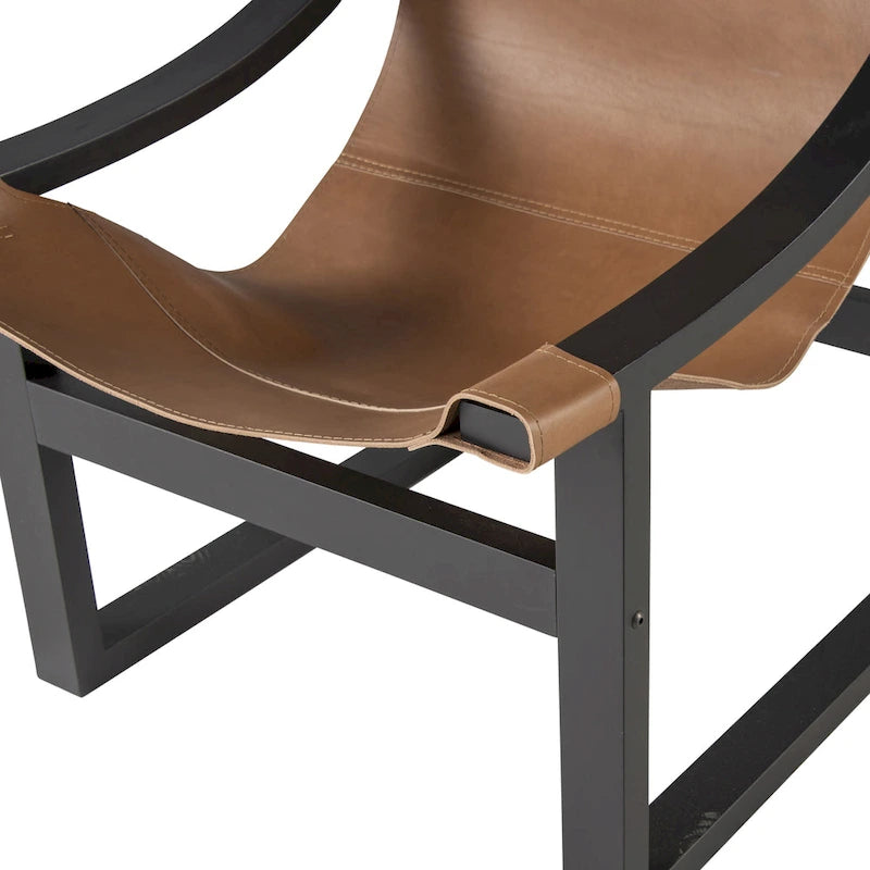 Fauteuil d'appoint Steve Silver Logan en cuir pleine fleur et bois massif à sangles