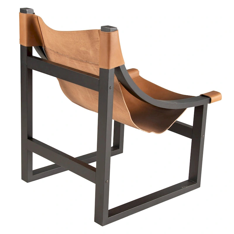 Fauteuil d'appoint Steve Silver Logan en cuir pleine fleur et bois massif à sangles