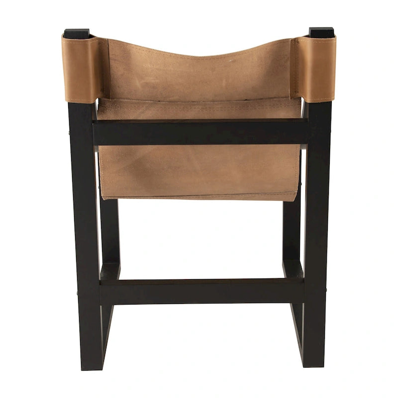 Fauteuil d'appoint Steve Silver Logan en cuir pleine fleur et bois massif à sangles