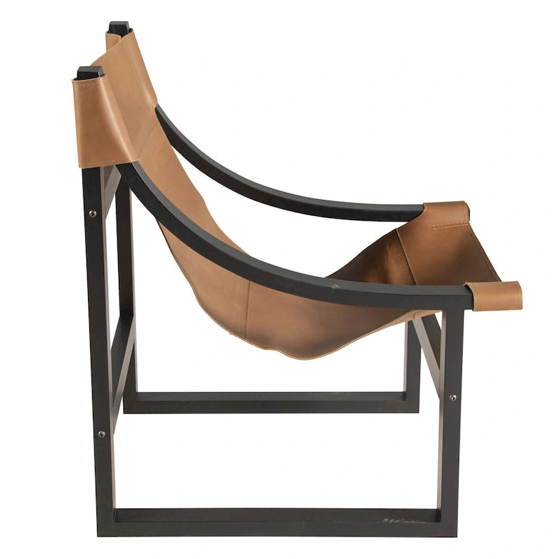 Fauteuil d'appoint Steve Silver Logan en cuir pleine fleur et bois massif à sangles
