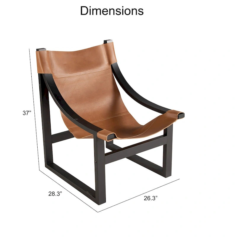 Fauteuil d'appoint Steve Silver Logan en cuir pleine fleur et bois massif à sangles