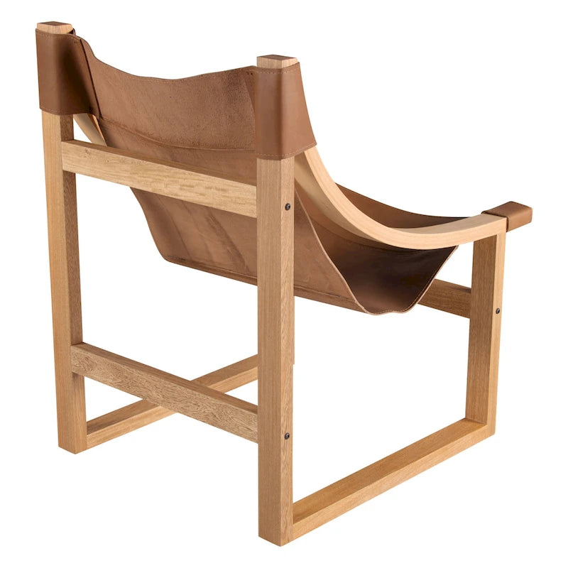Fauteuil d'appoint Steve Silver Logan en cuir pleine fleur et bois massif à sangles