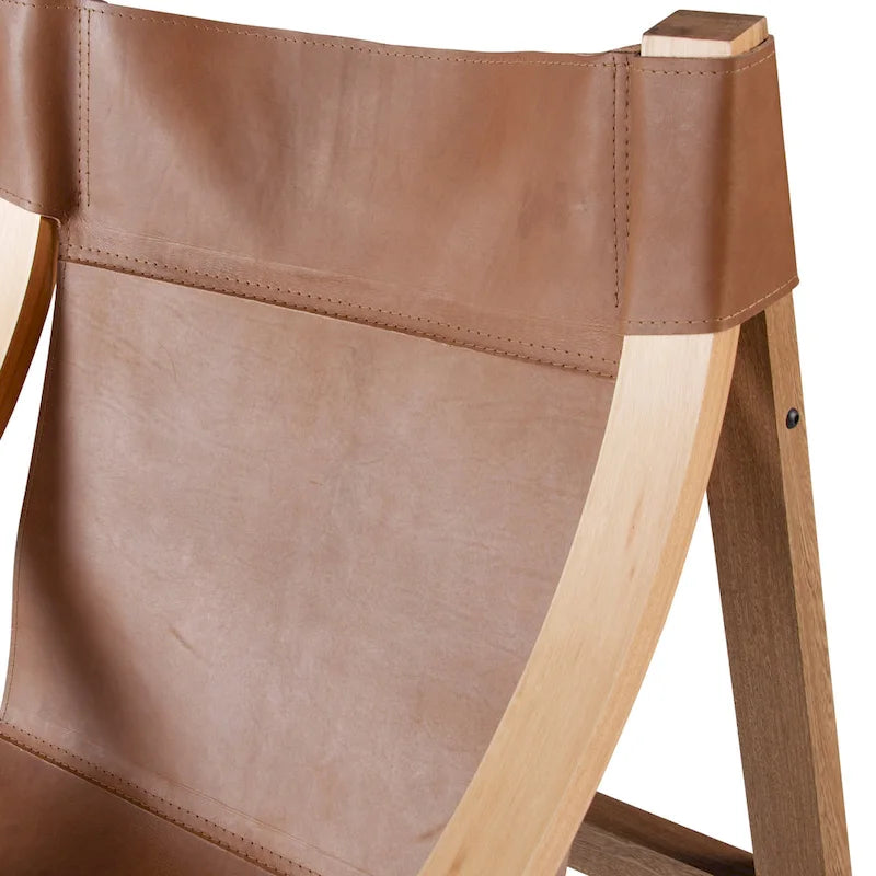 Fauteuil d'appoint Steve Silver Logan en cuir pleine fleur et bois massif à sangles
