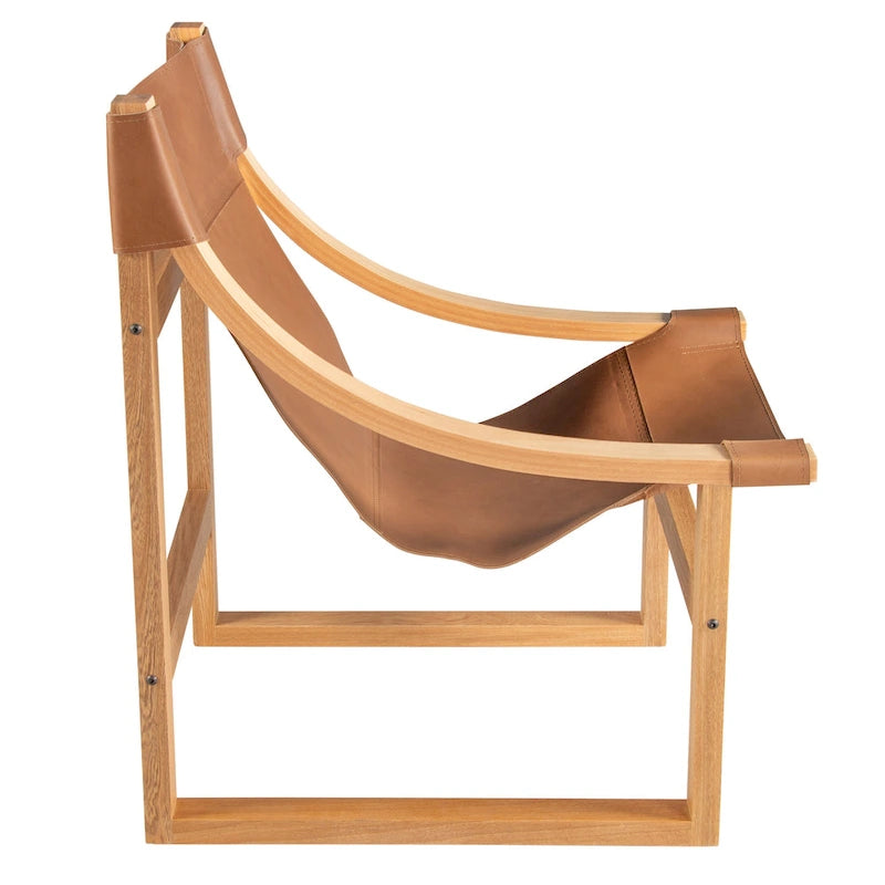 Fauteuil d'appoint Steve Silver Logan en cuir pleine fleur et bois massif à sangles