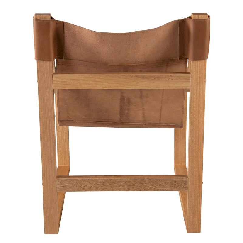 Fauteuil d'appoint Steve Silver Logan en cuir pleine fleur et bois massif à sangles