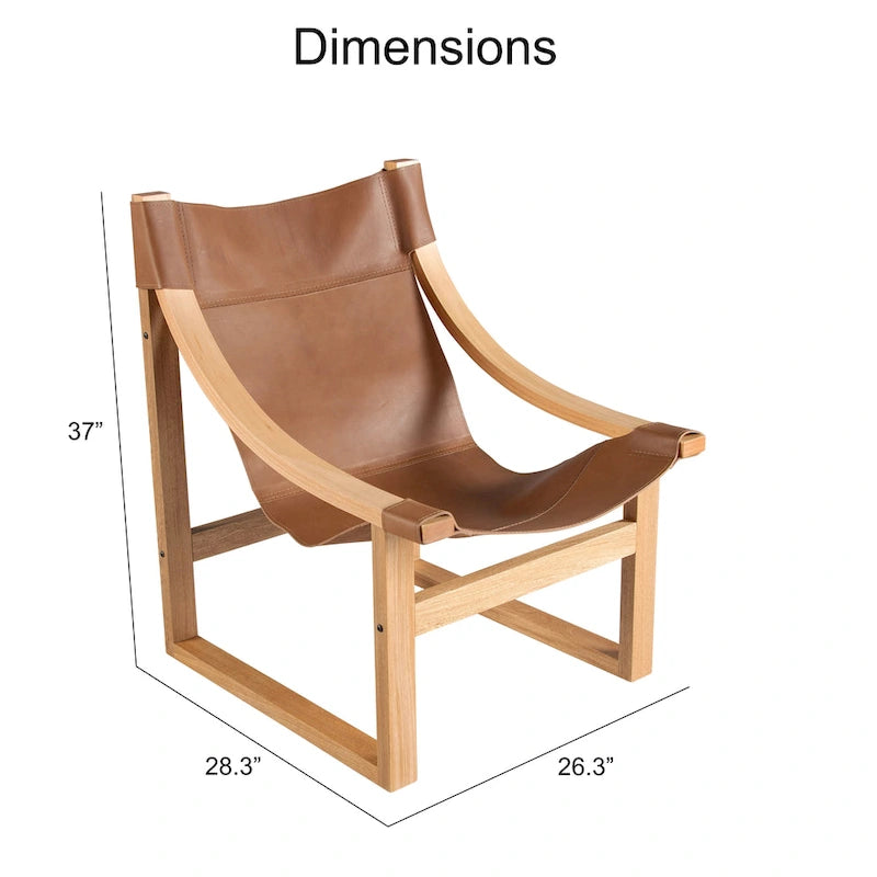 Fauteuil d'appoint Steve Silver Logan en cuir pleine fleur et bois massif à sangles