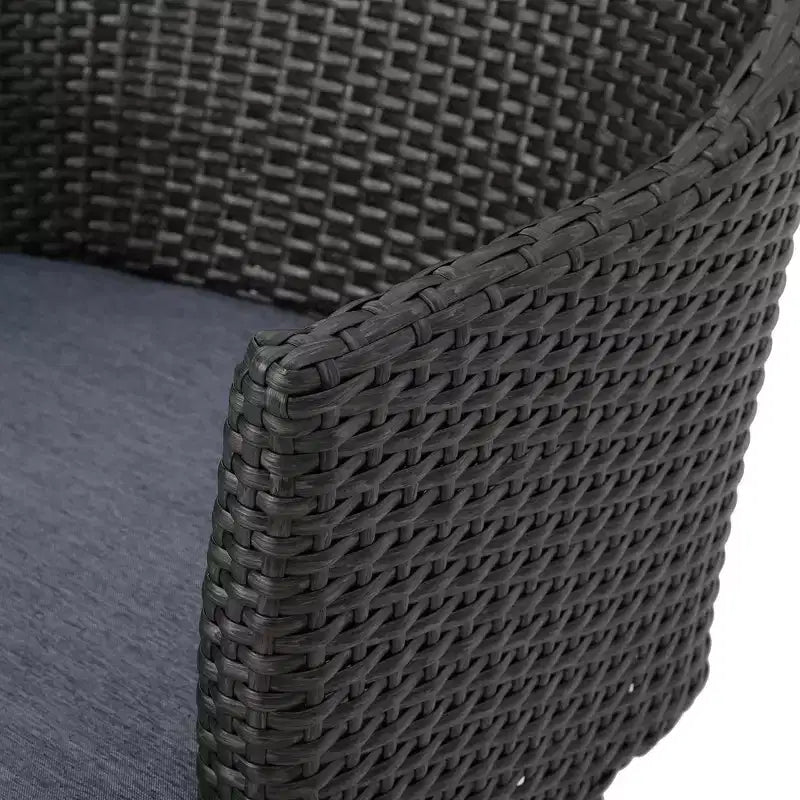 Lot de 2 chaises de salle à manger d'extérieur pour patio, chaises en rotin PE tout temps, chaises de salle à manger en osier avec structure en fer et coussin en tissu imperméable, accoudoirs