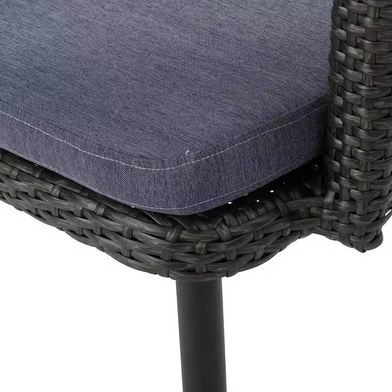 Lot de 2 chaises de salle à manger d'extérieur pour patio, chaises en rotin PE tout temps, chaises de salle à manger en osier avec structure en fer et coussin en tissu imperméable, accoudoirs