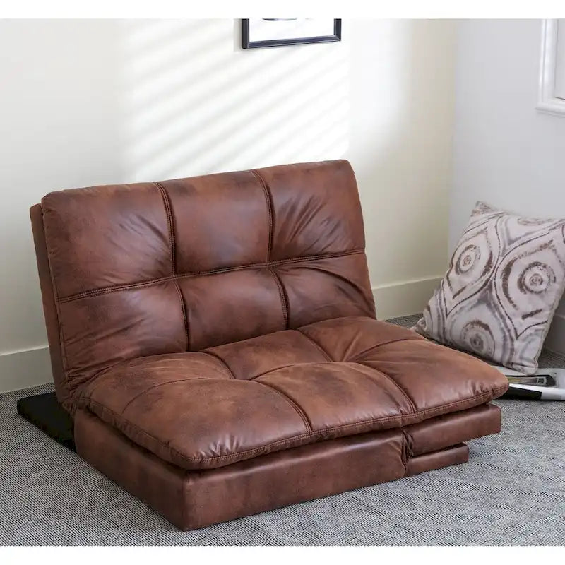 Canapé Futon Convertible, Lit Futon en Similicuir, Meuble Canapé-Lit pour Petits Espaces, Dortoir, Salon
