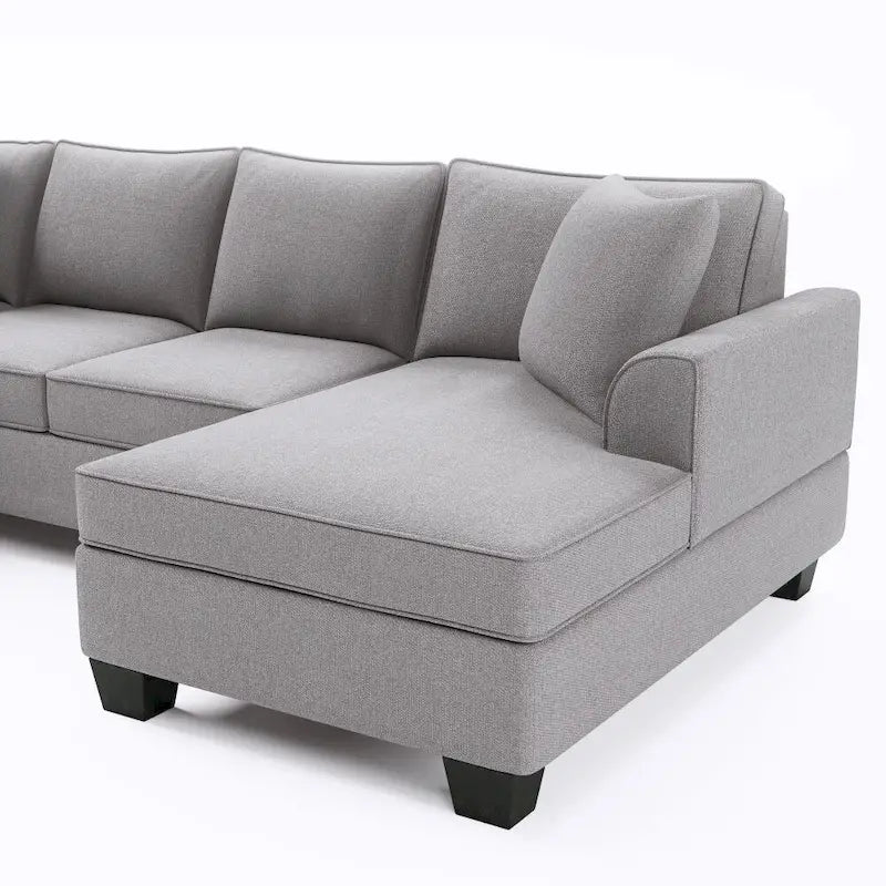 Canapé d'angle 279 x 218 cm Rembourré Moderne Accoudoirs Anglais Classique en U 3 Coussins Inclus