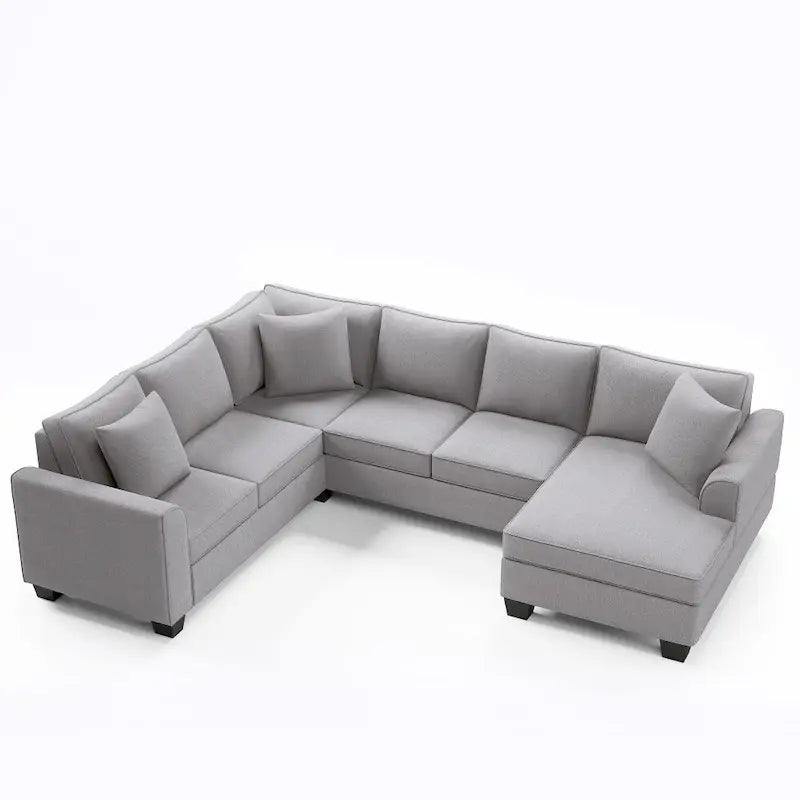 Canapé d'angle 279 x 218 cm Rembourré Moderne Accoudoirs Anglais Classique en U 3 Coussins Inclus