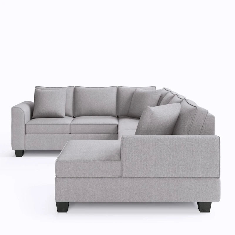 Canapé d'angle 279 x 218 cm Rembourré Moderne Accoudoirs Anglais Classique en U 3 Coussins Inclus
