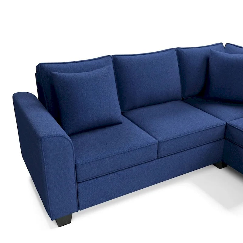 Canapé d'angle 279 x 218 cm Rembourré Moderne Accoudoirs Anglais Classique en U 3 Coussins Inclus