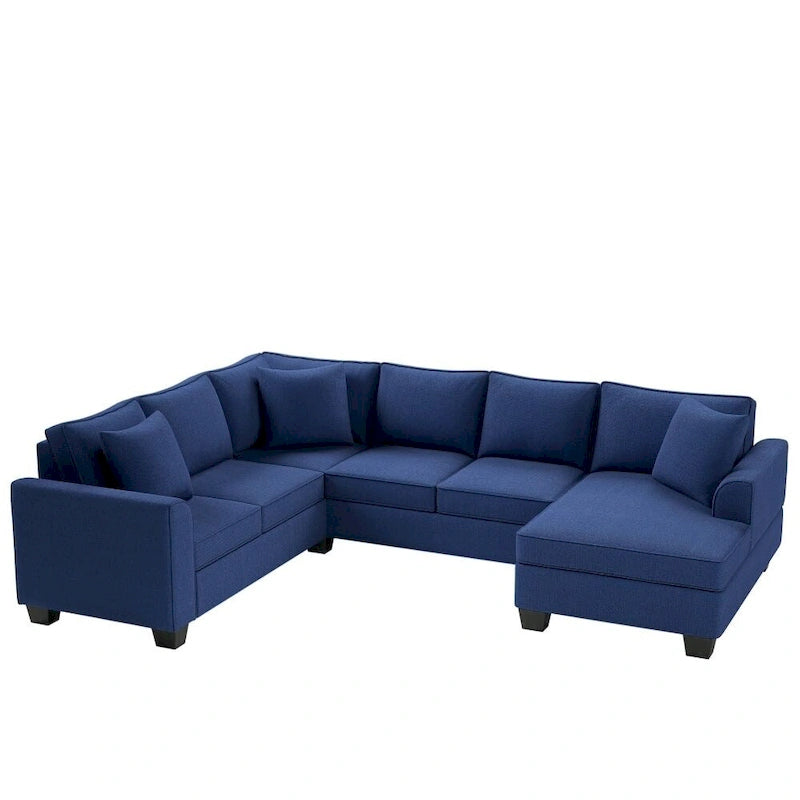 Canapé d'angle 279 x 218 cm Rembourré Moderne Accoudoirs Anglais Classique en U 3 Coussins Inclus