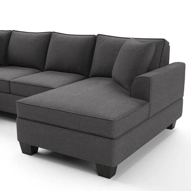 Canapé d'angle 279 x 218 cm Rembourré Moderne Accoudoirs Anglais Classique en U 3 Coussins Inclus