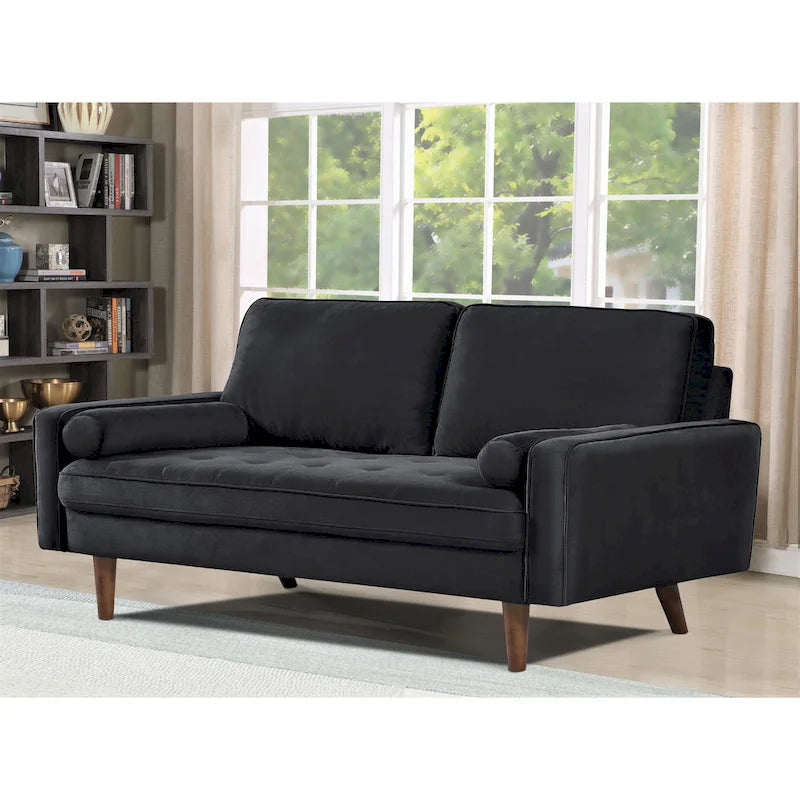 Canapé Monahan 58W en velours capitonné et cadre en bois