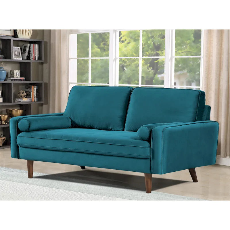 Canapé Monahan 58W en velours capitonné et cadre en bois