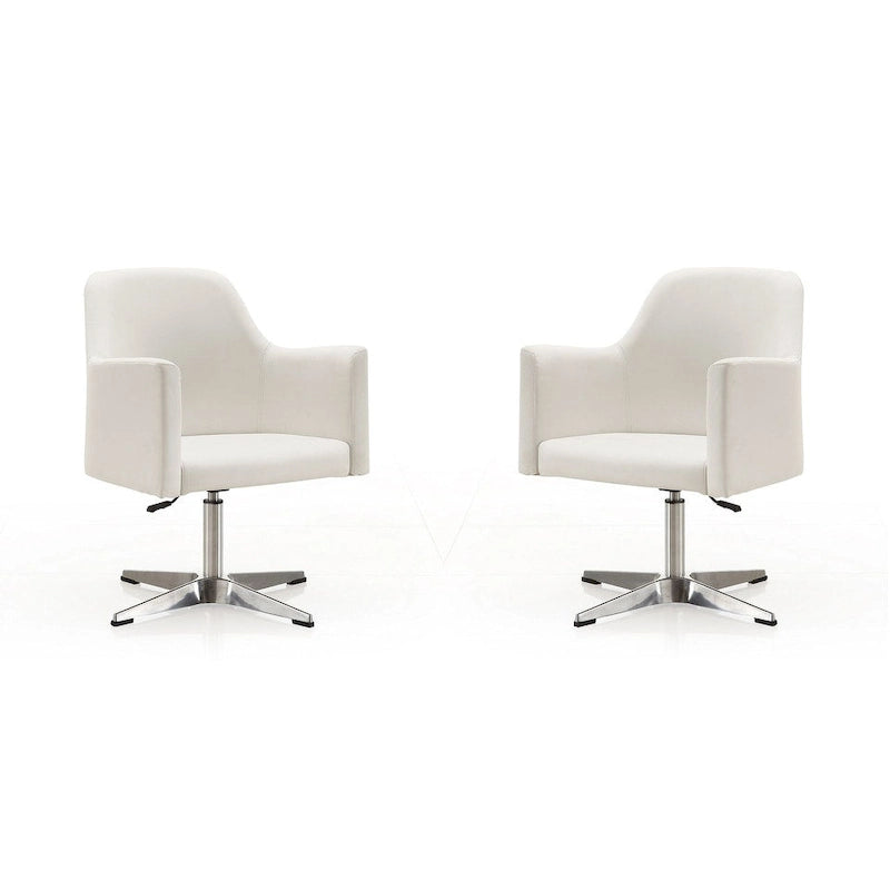 Fauteuil pivotant réglable en hauteur en similicuir chromé Pelo de Manhattan Comfort (lot de 2)