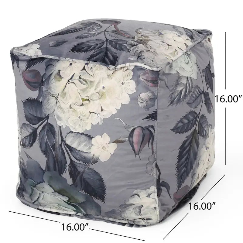 Pouf cubique en tissu à motif floral de taille moyenne traditionnel Reigle par Christopher Knight Home
