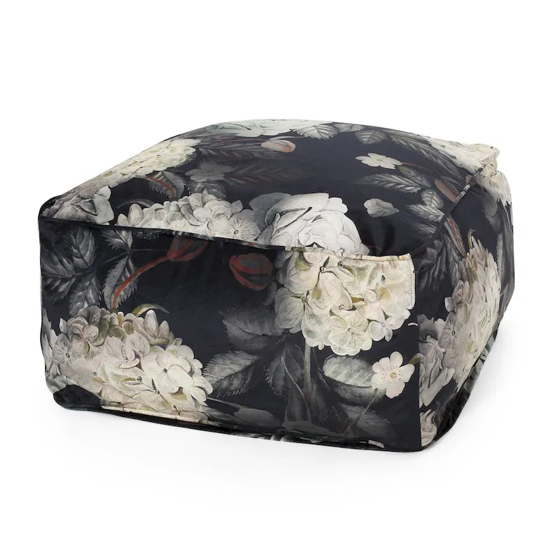 Pouf cubique en tissu à motif floral de taille moyenne traditionnel Reigle par Christopher Knight Home