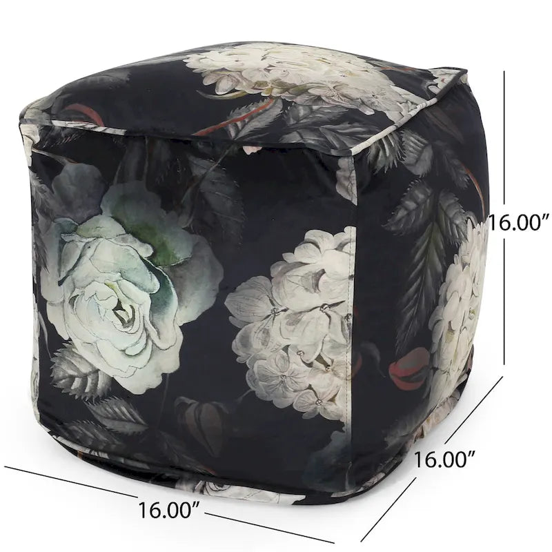 Pouf cubique en tissu à motif floral de taille moyenne traditionnel Reigle par Christopher Knight Home