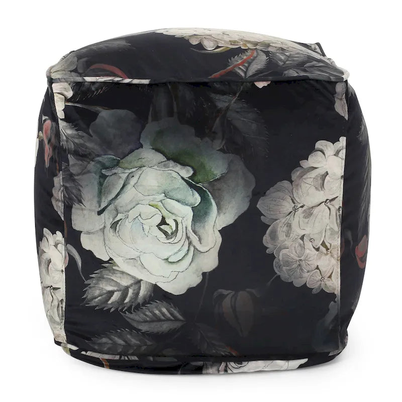 Pouf cubique en tissu à motif floral de taille moyenne traditionnel Reigle par Christopher Knight Home