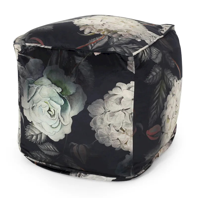 Pouf cubique en tissu à motif floral de taille moyenne traditionnel Reigle par Christopher Knight Home