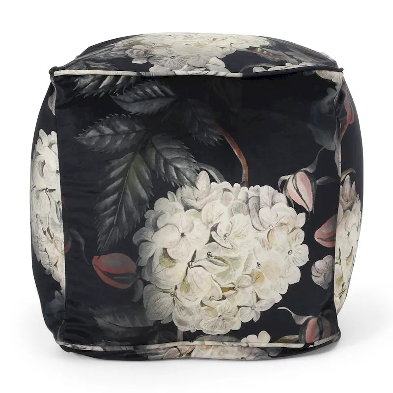 Pouf cubique en tissu à motif floral de taille moyenne traditionnel Reigle par Christopher Knight Home