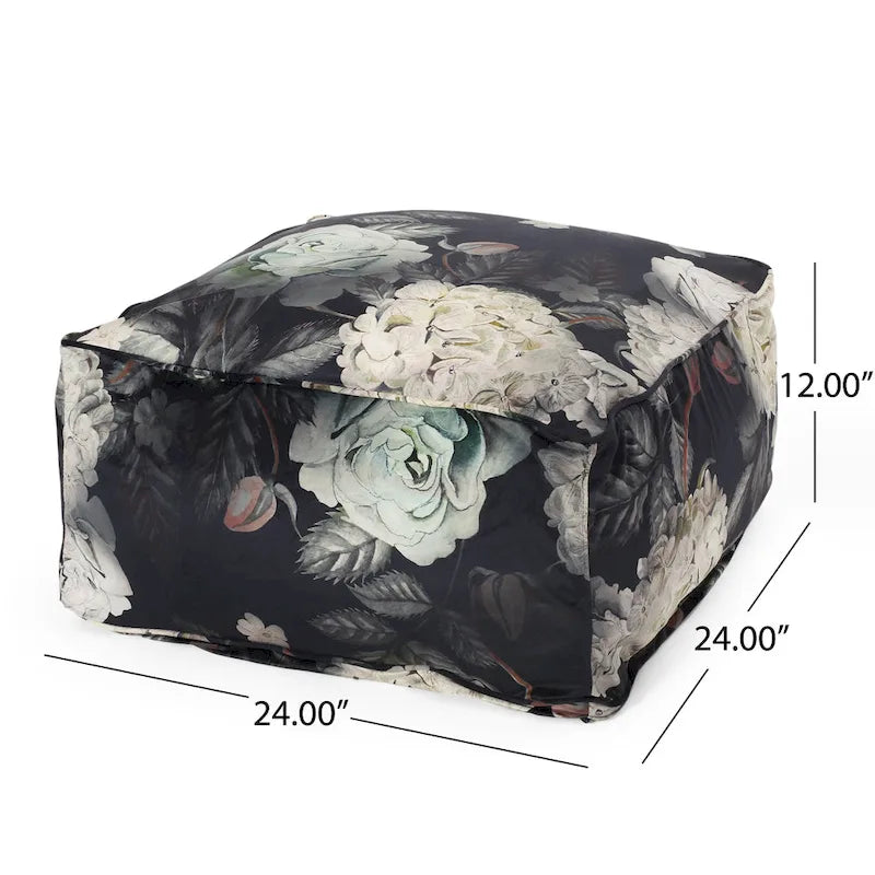 Pouf cubique en tissu à motif floral de taille moyenne traditionnel Reigle par Christopher Knight Home