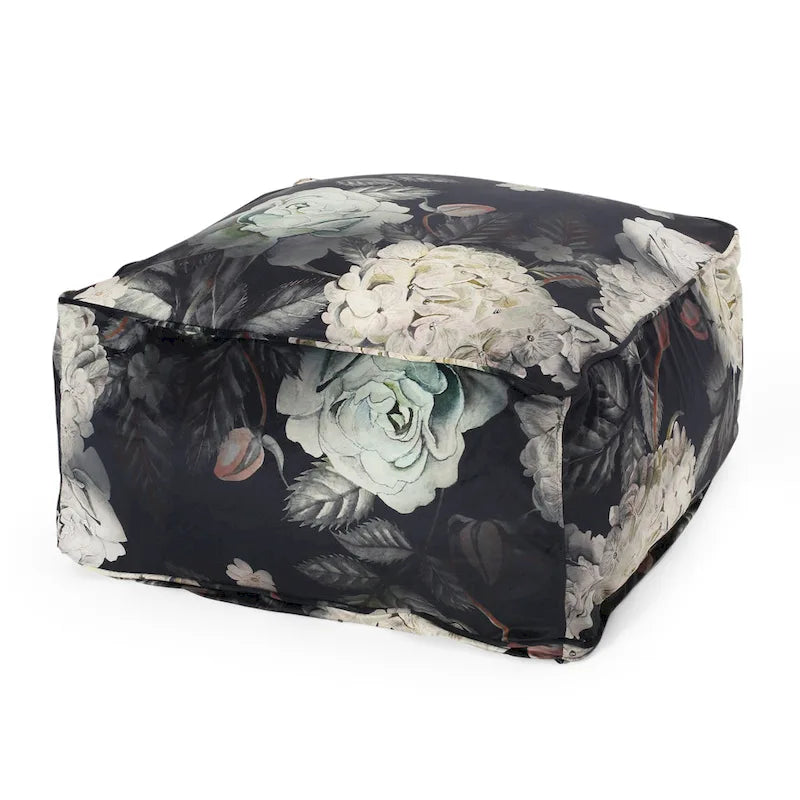 Pouf cubique en tissu à motif floral de taille moyenne traditionnel Reigle par Christopher Knight Home