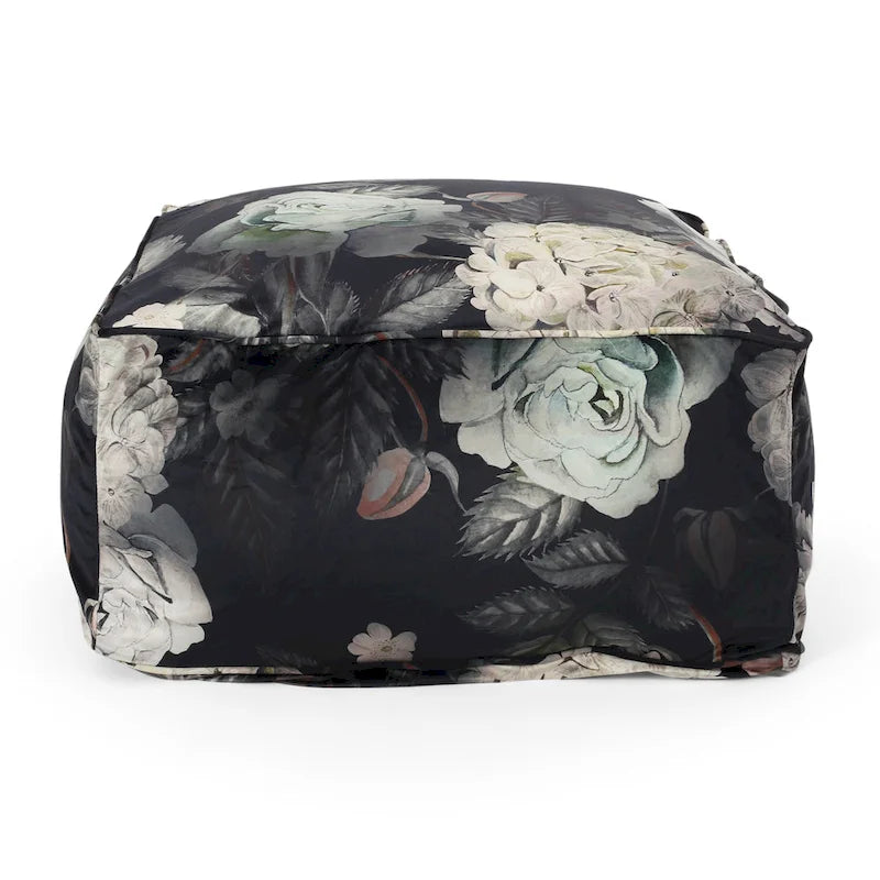 Pouf cubique en tissu à motif floral de taille moyenne traditionnel Reigle par Christopher Knight Home