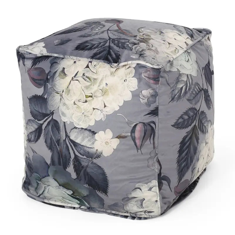 Pouf cubique en tissu à motif floral de taille moyenne traditionnel Reigle par Christopher Knight Home