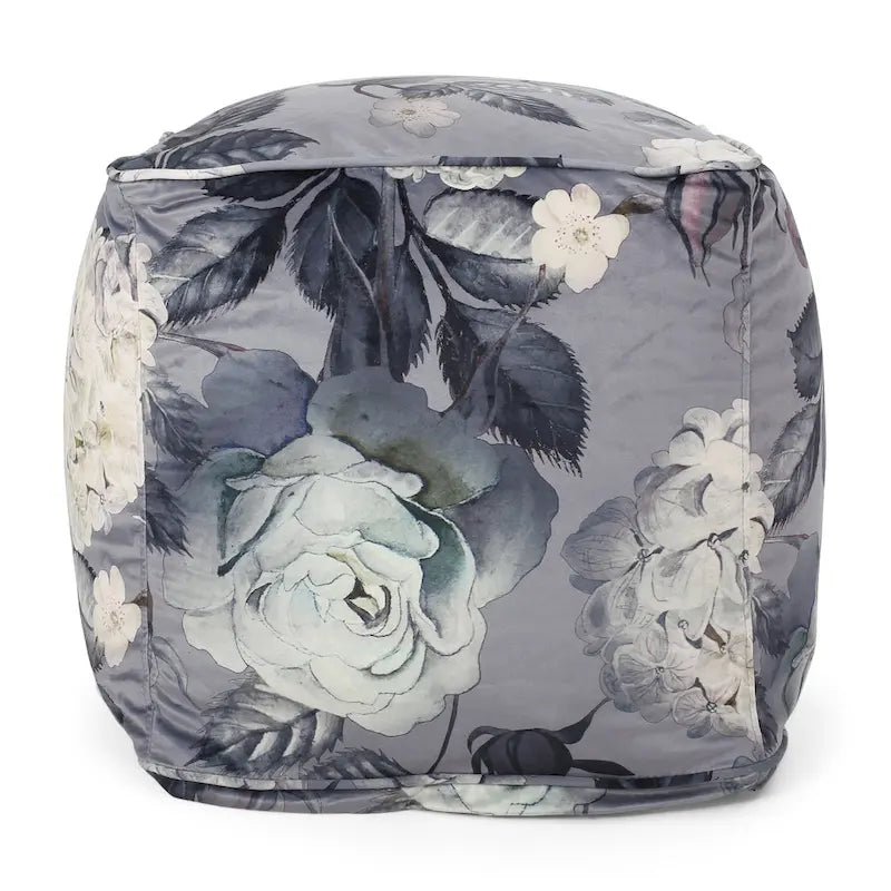 Pouf cubique en tissu à motif floral de taille moyenne traditionnel Reigle par Christopher Knight Home
