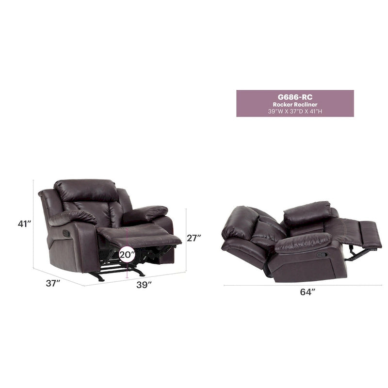 Fauteuil inclinable Daria en similicuir - 38L x 37P x 41H