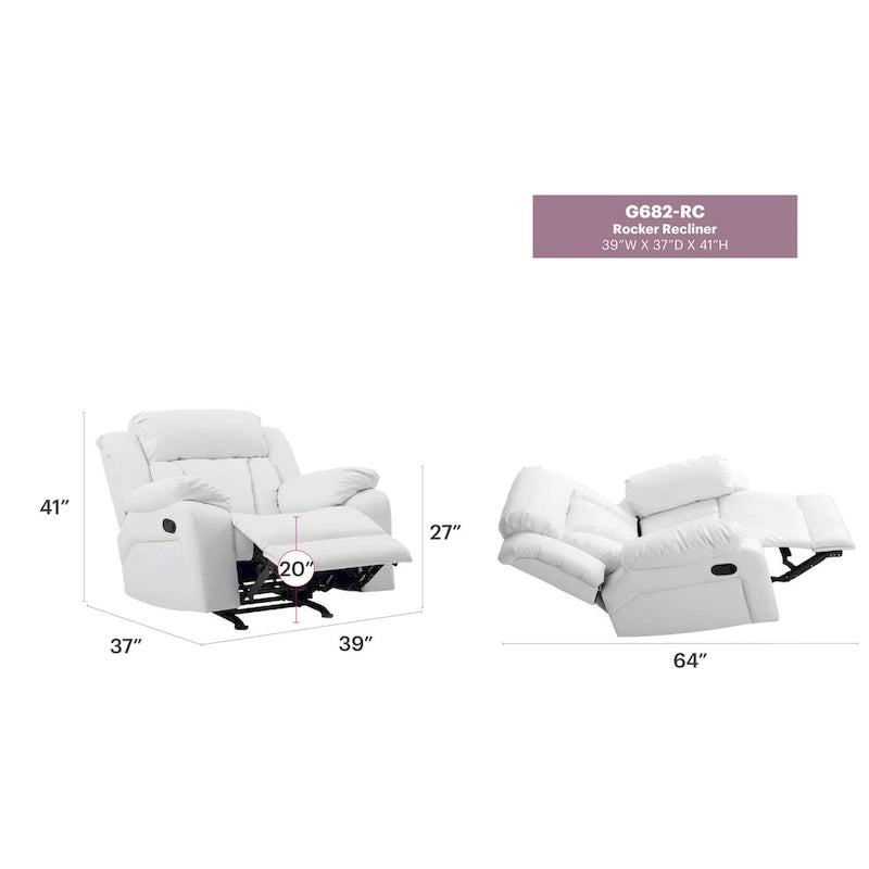 Fauteuil inclinable Daria en similicuir - 38L x 37P x 41H