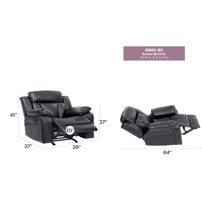Fauteuil inclinable Daria en similicuir - 38L x 37P x 41H