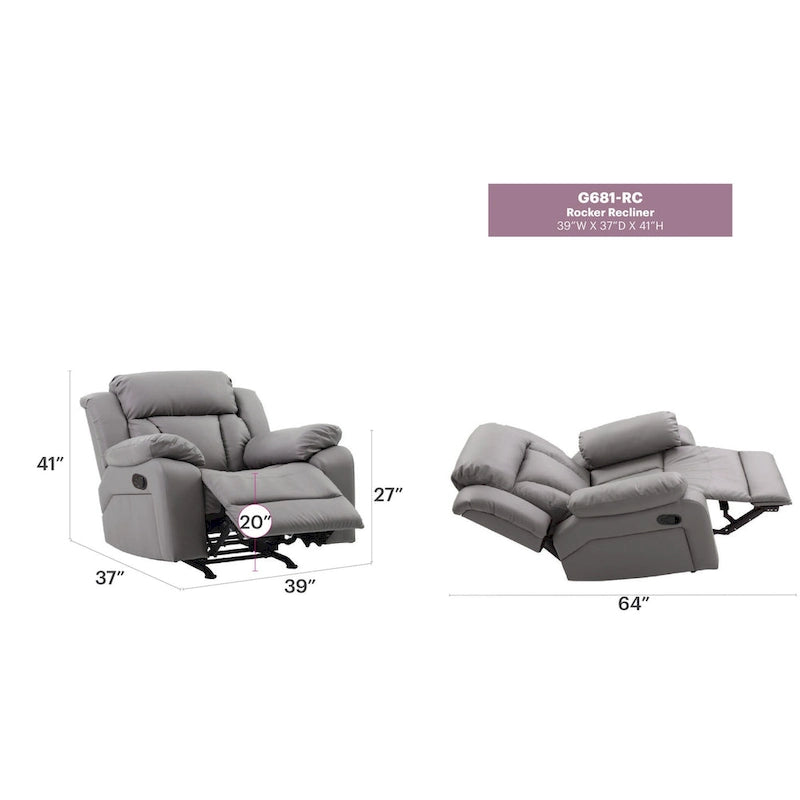 Fauteuil inclinable Daria en similicuir - 38L x 37P x 41H
