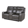Causeuse inclinable en cuir pleine fleur Newport Power avec console par Greyson Living
