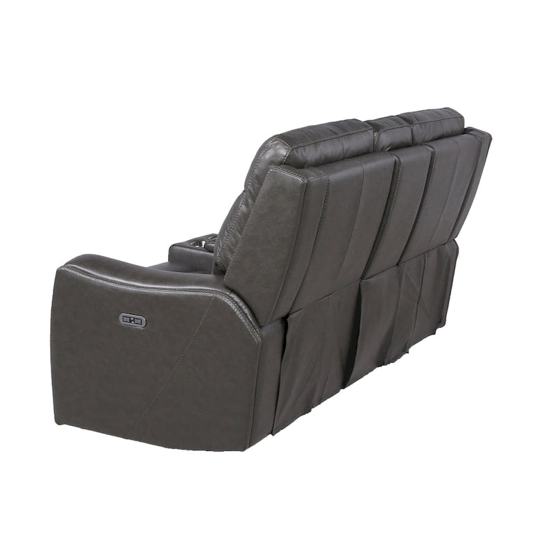 Causeuse inclinable en cuir pleine fleur Newport Power avec console par Greyson Living
