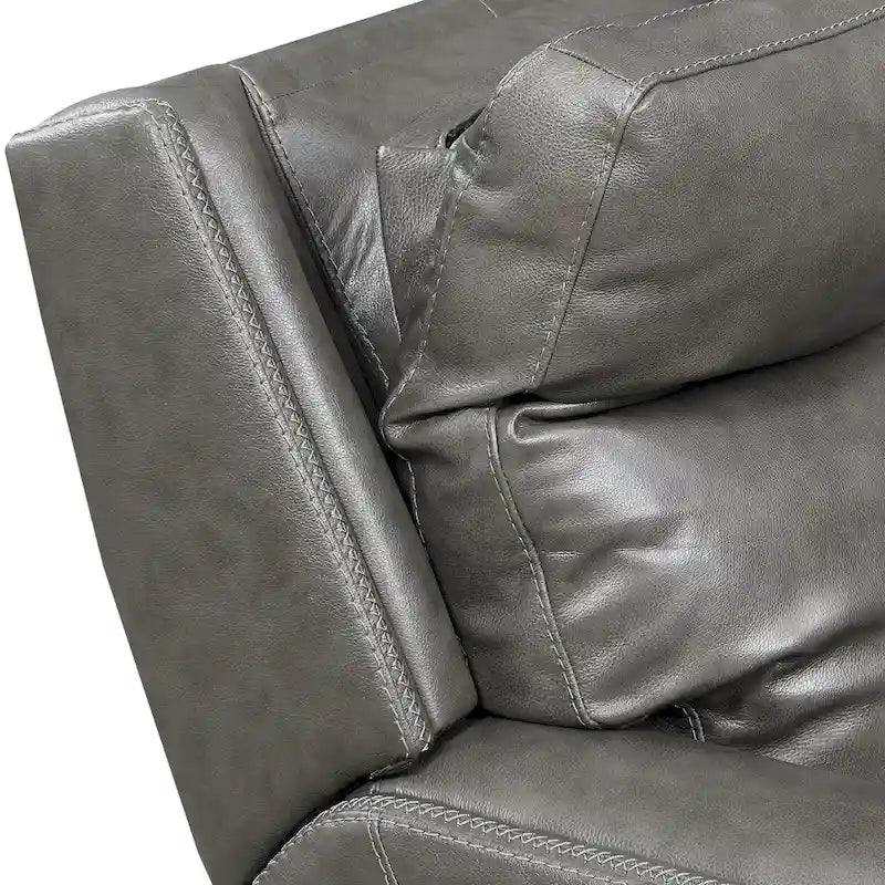 Causeuse inclinable en cuir pleine fleur Newport Power avec console par Greyson Living