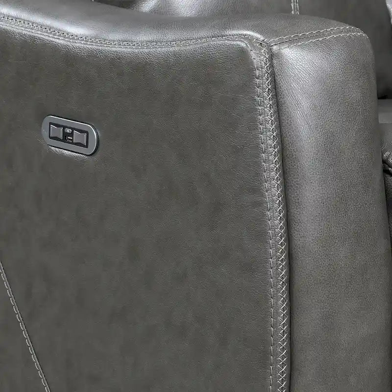 Causeuse inclinable en cuir pleine fleur Newport Power avec console par Greyson Living